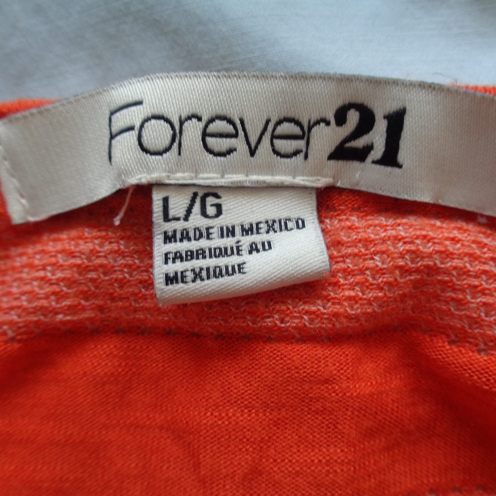 Forever 21 Orange Stripe Top Large - Picture 3 of 3